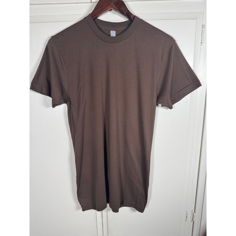 American Apparel Brown 50/50 Crew Neck T-Shirt Mens Small BB401 Solid Tee